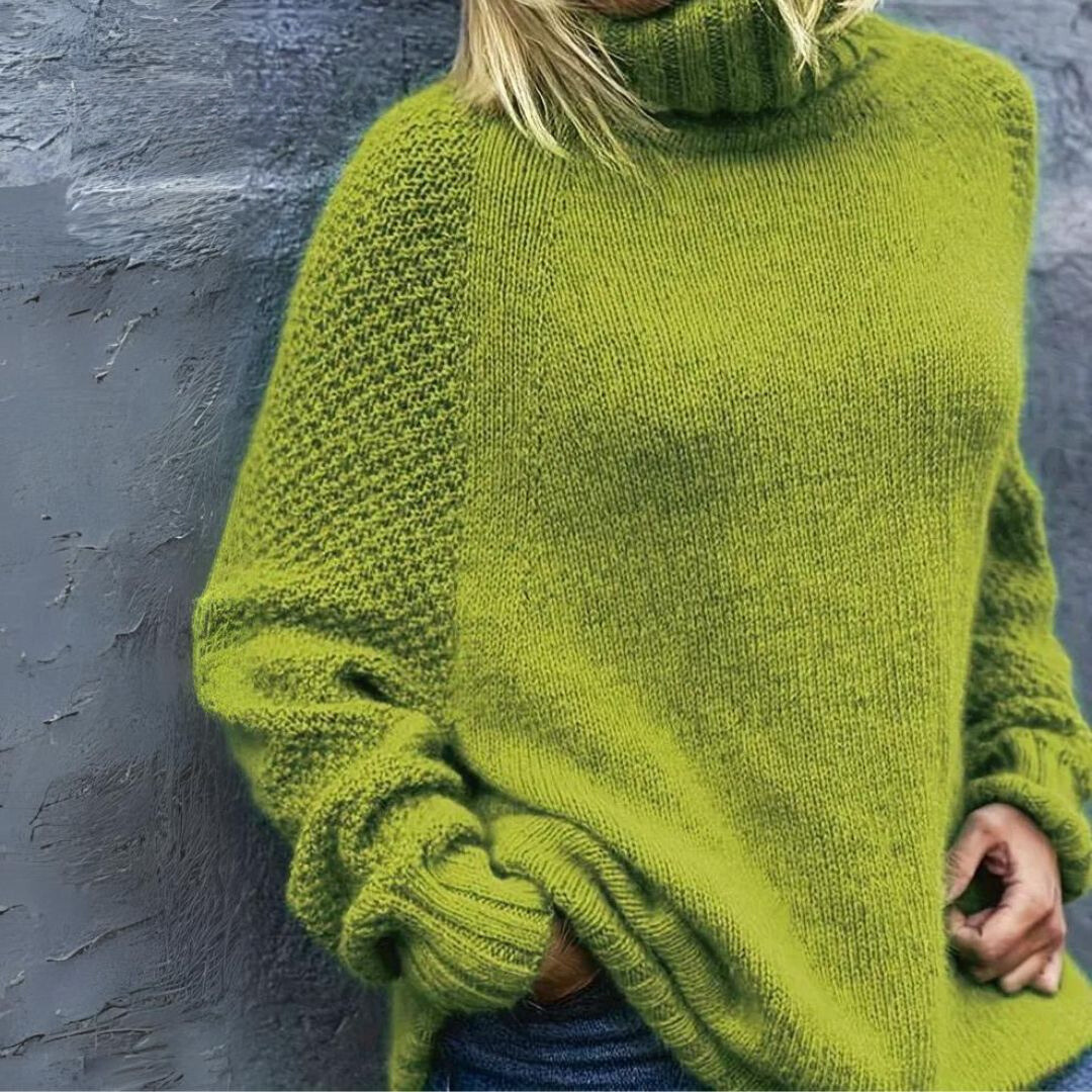 Elena™ | Elegant Turtleneck Sweater Apple Green