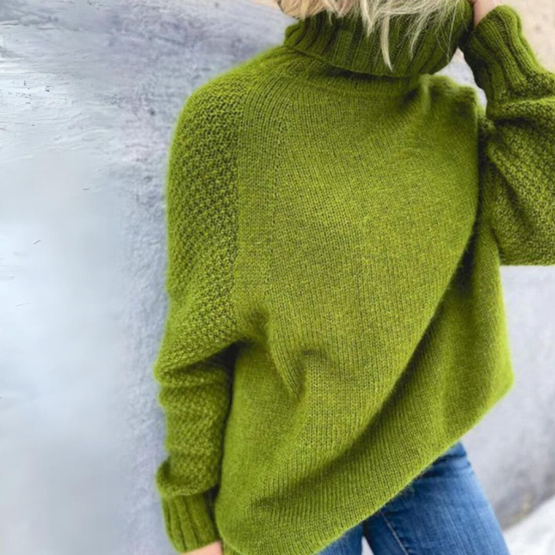 Elena™ | Elegant Turtleneck Sweater Apple Green