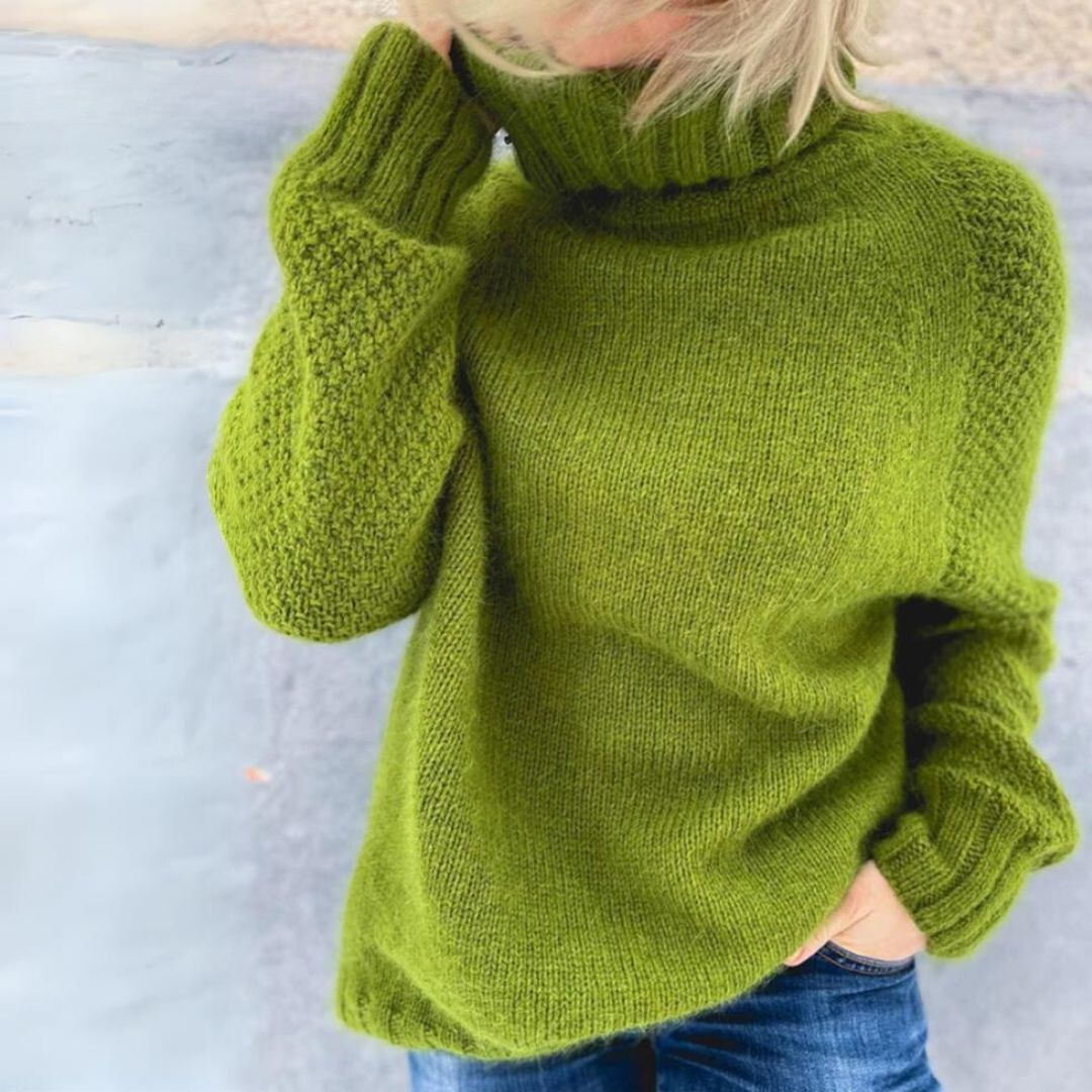 Elena™ | Elegant Turtleneck Sweater Apple Green