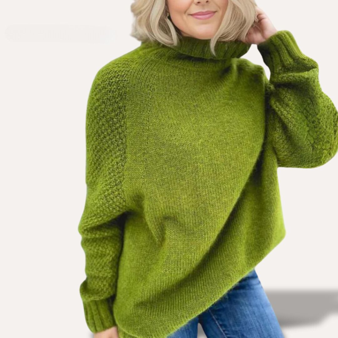 Elena™ | Elegant Turtleneck Sweater Apple Green